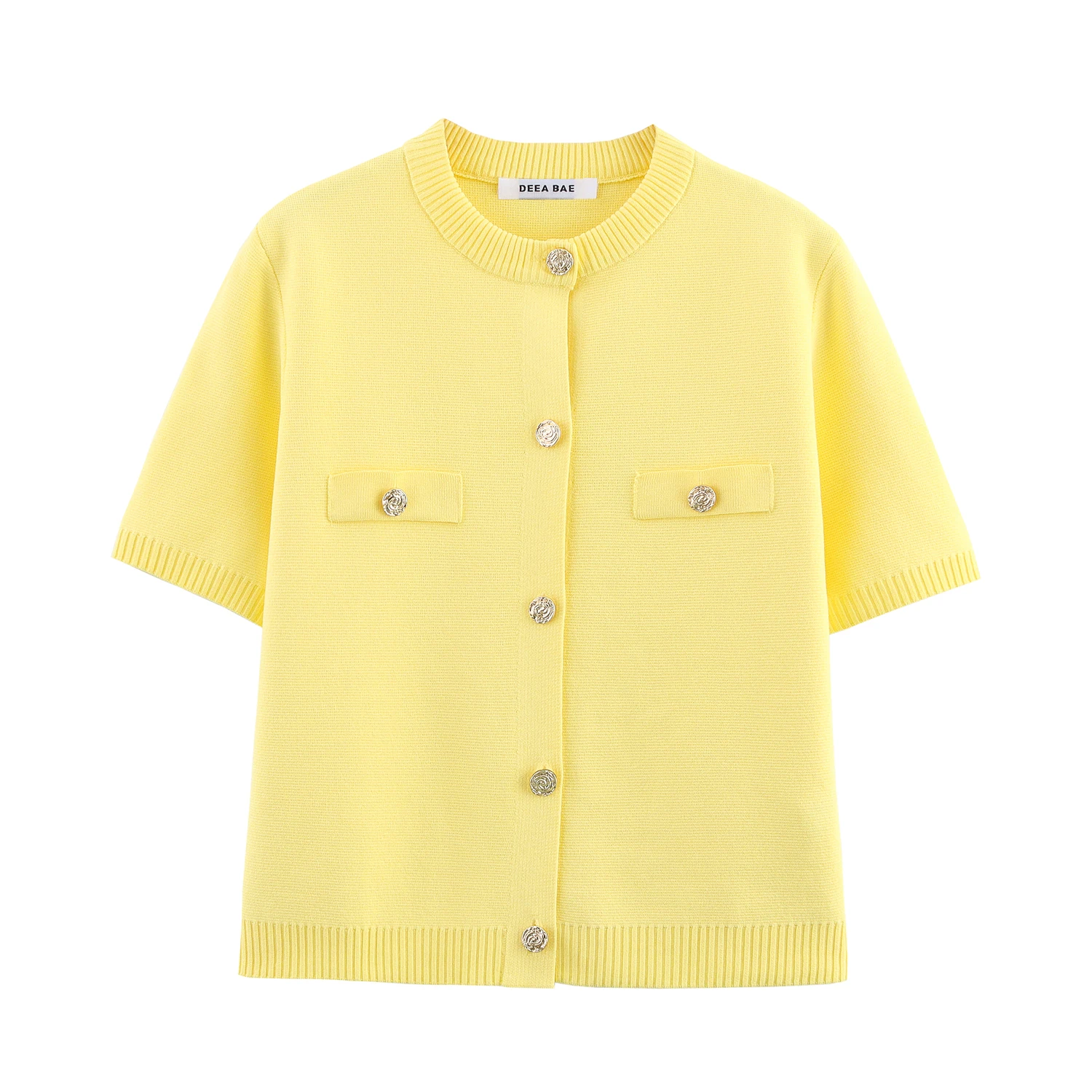 2025 Spring And Summer New Women's Short Sleeved Simple Fashion Style Knitted Cardigan Coat
