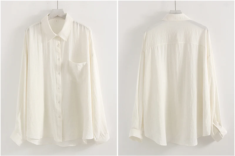 Linen Blue Button Down Shirt For Women Luxury Oversize Tops Summer Long Sleeve Basic Thin Women's White Linen Shirts Ladies Pink