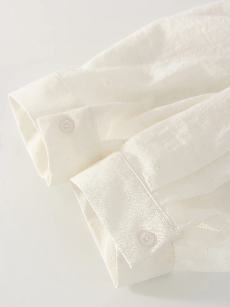 Linen Blue Button Down Shirt For Women Luxury Oversize Tops Summer Long Sleeve Basic Thin Women's White Linen Shirts Ladies Pink