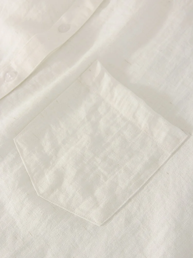 Linen Blue Button Down Shirt For Women Luxury Oversize Tops Summer Long Sleeve Basic Thin Women's White Linen Shirts Ladies Pink