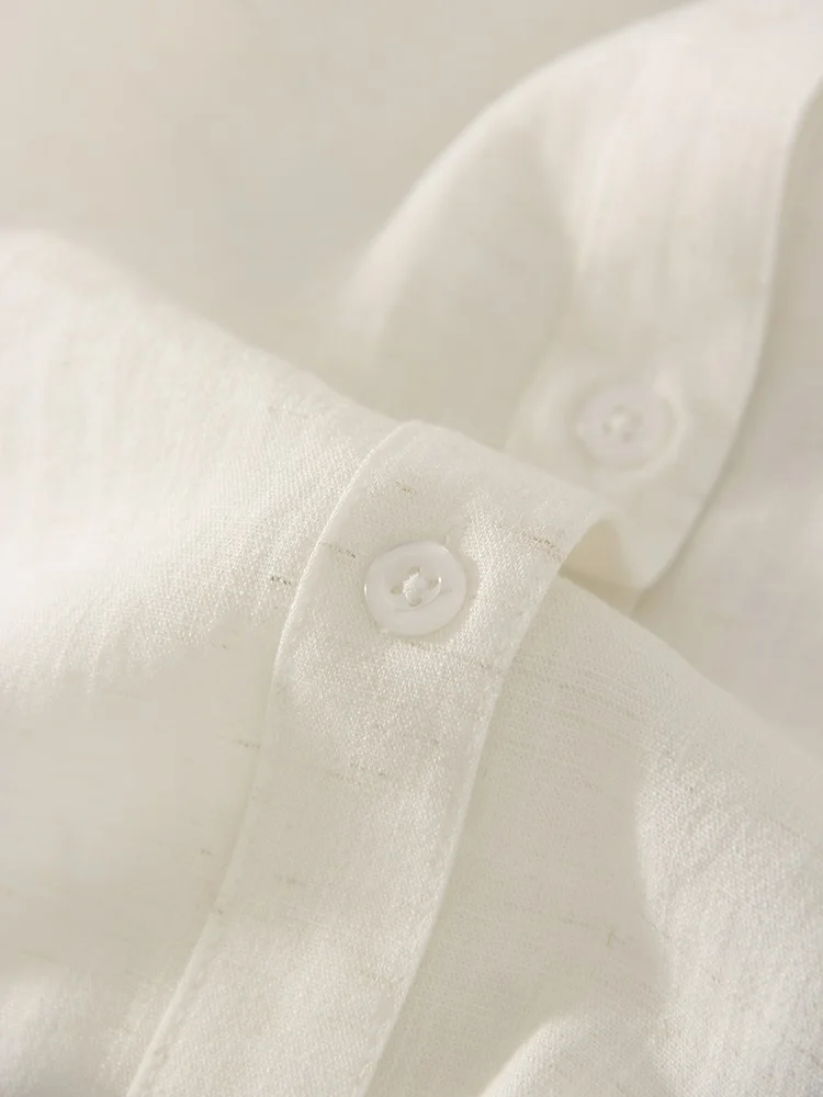 Linen Blue Button Down Shirt For Women Luxury Oversize Tops Summer Long Sleeve Basic Thin Women's White Linen Shirts Ladies Pink