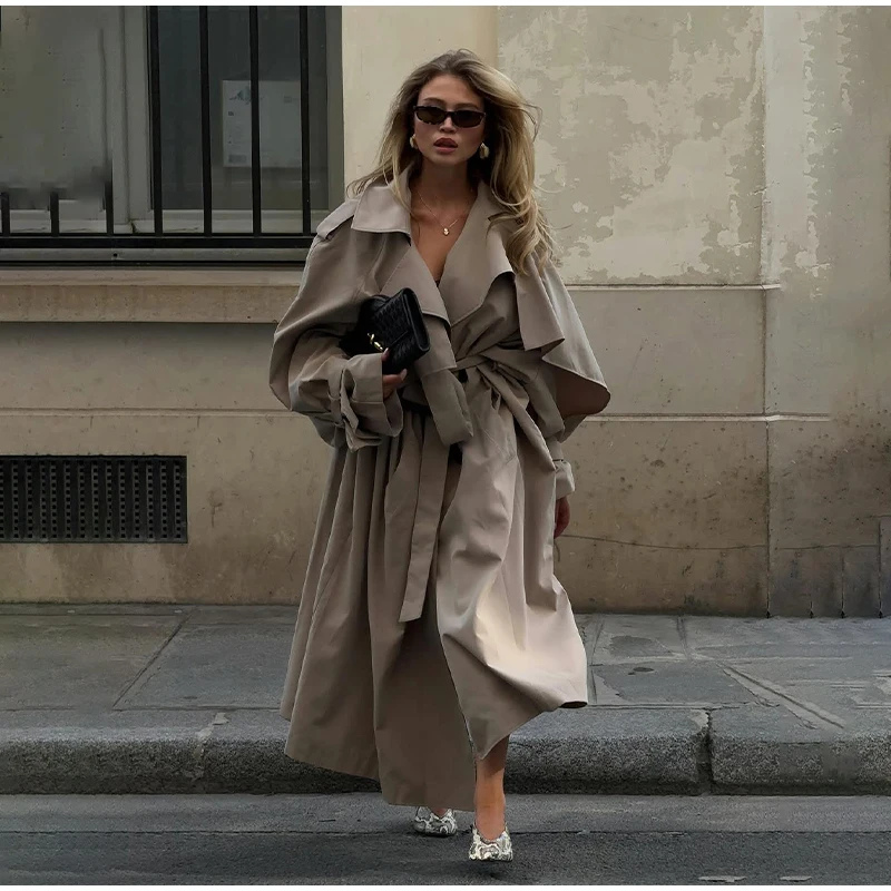 Solid Laepl Lace Up Trench Coat Women Fashion Full Sleeve Waist Cinching Short Windbreak 2026 New Autumn Office Commute Outwear