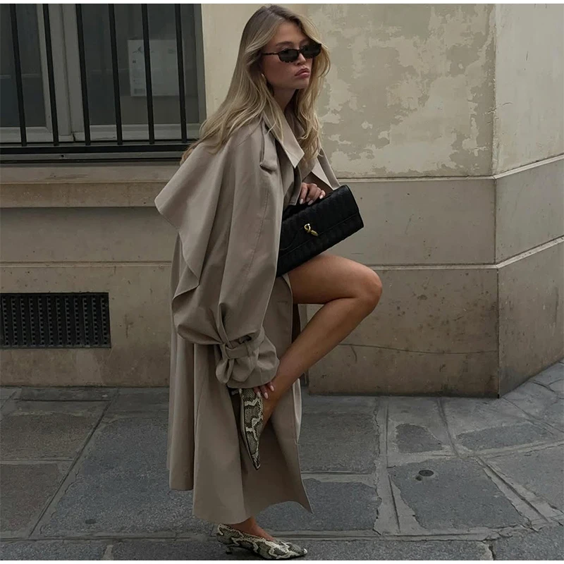 Solid Laepl Lace Up Trench Coat Women Fashion Full Sleeve Waist Cinching Short Windbreak 2026 New Autumn Office Commute Outwear