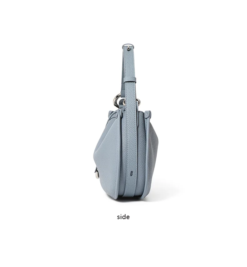 The First Layer of Cowhide Underarm Shoulder Bag 2026 New Niche Design Minimalist Blue Fashion Soft Leather Hand Saddle Bag