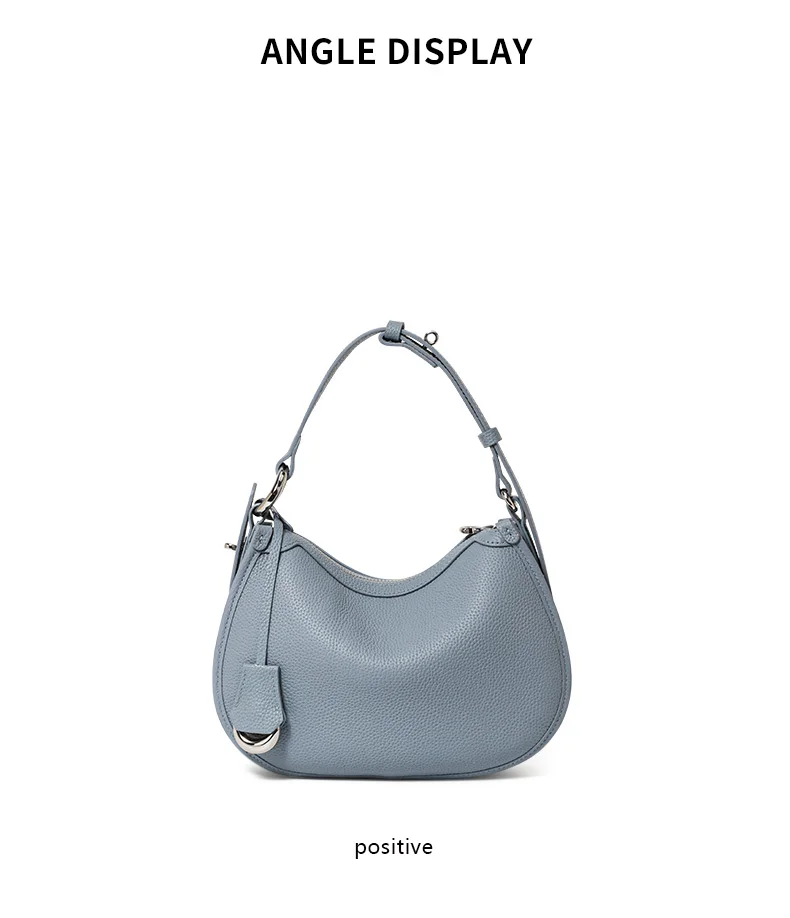 The First Layer of Cowhide Underarm Shoulder Bag 2026 New Niche Design Minimalist Blue Fashion Soft Leather Hand Saddle Bag