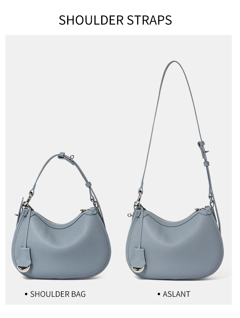 The First Layer of Cowhide Underarm Shoulder Bag 2026 New Niche Design Minimalist Blue Fashion Soft Leather Hand Saddle Bag