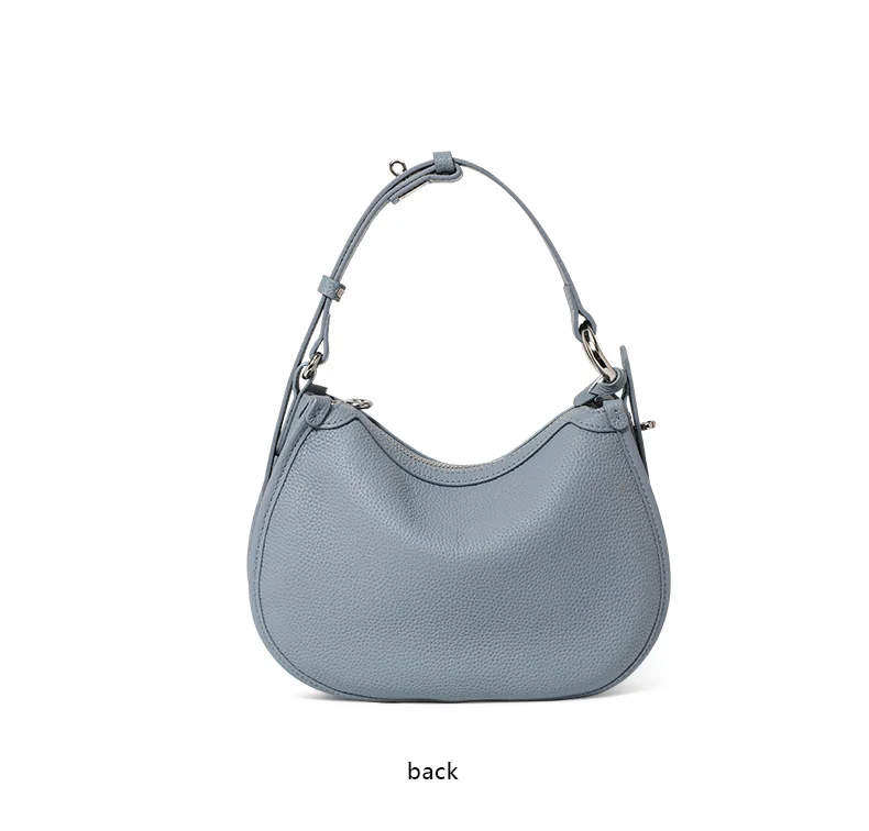 The First Layer of Cowhide Underarm Shoulder Bag 2026 New Niche Design Minimalist Blue Fashion Soft Leather Hand Saddle Bag