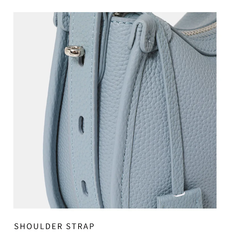 The First Layer of Cowhide Underarm Shoulder Bag 2026 New Niche Design Minimalist Blue Fashion Soft Leather Hand Saddle Bag