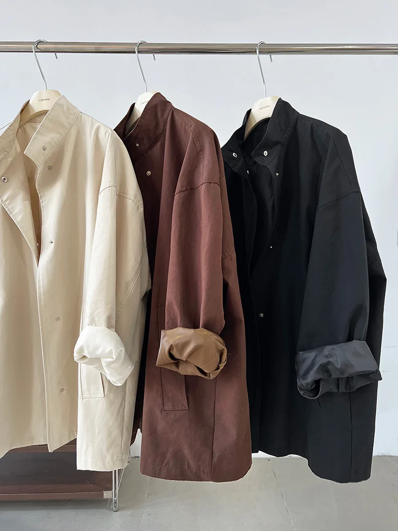 LANMREM Temperament Short Trench For Women Lapel Single Breasted Solid Color Pockets Design Coat 2026 Spring Autumn New 2Z2225