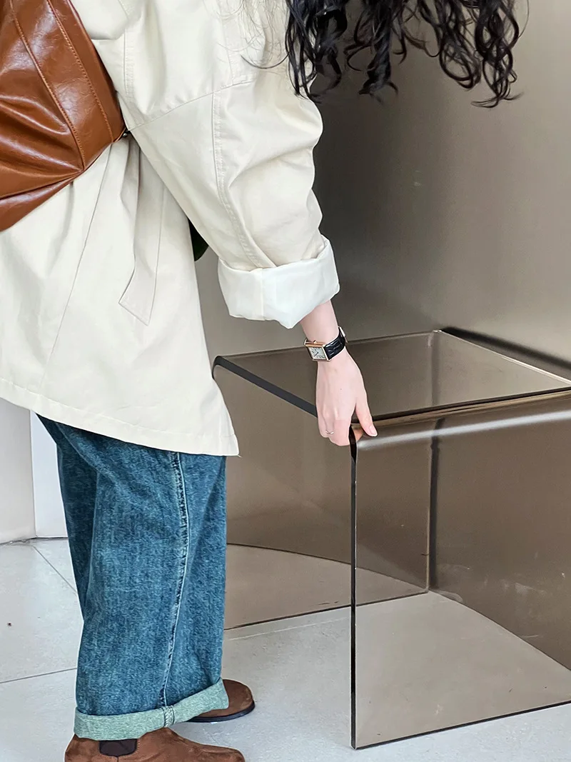 LANMREM Temperament Short Trench For Women Lapel Single Breasted Solid Color Pockets Design Coat 2026 Spring Autumn New 2Z2225