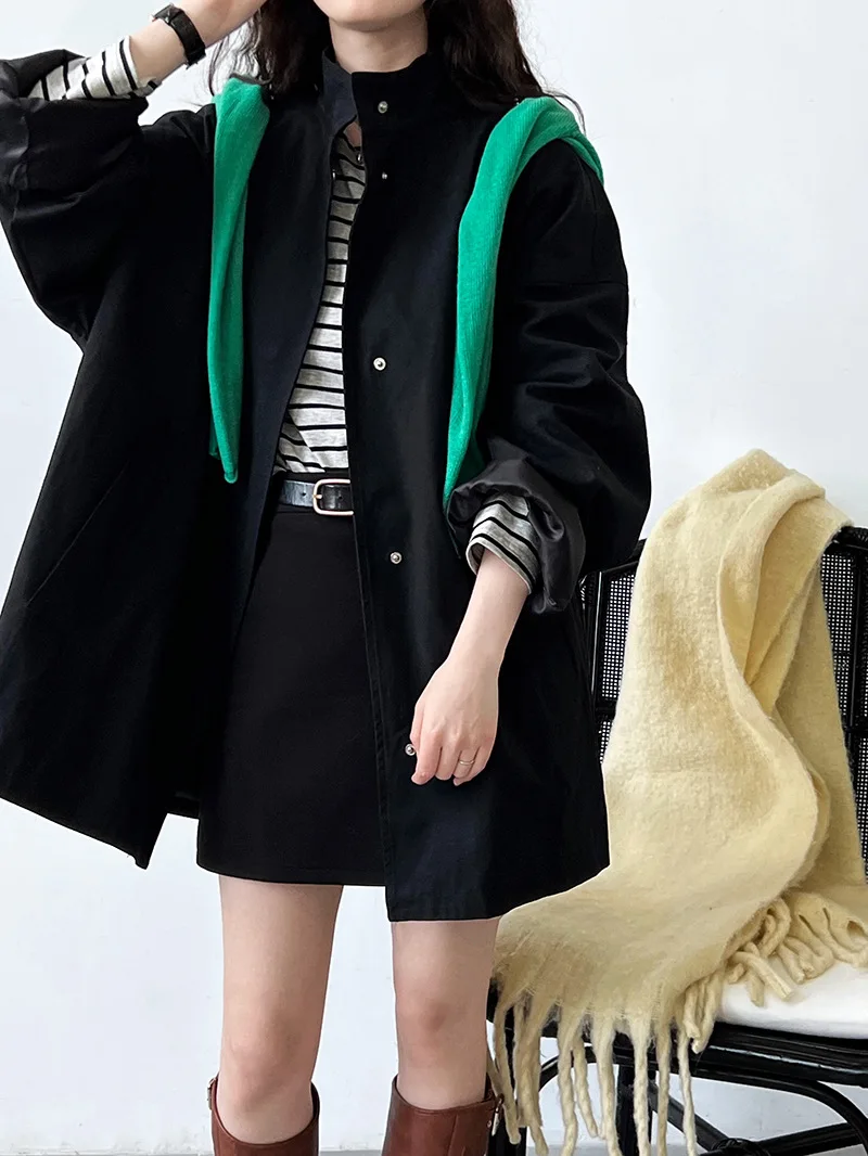 LANMREM Temperament Short Trench For Women Lapel Single Breasted Solid Color Pockets Design Coat 2026 Spring Autumn New 2Z2225