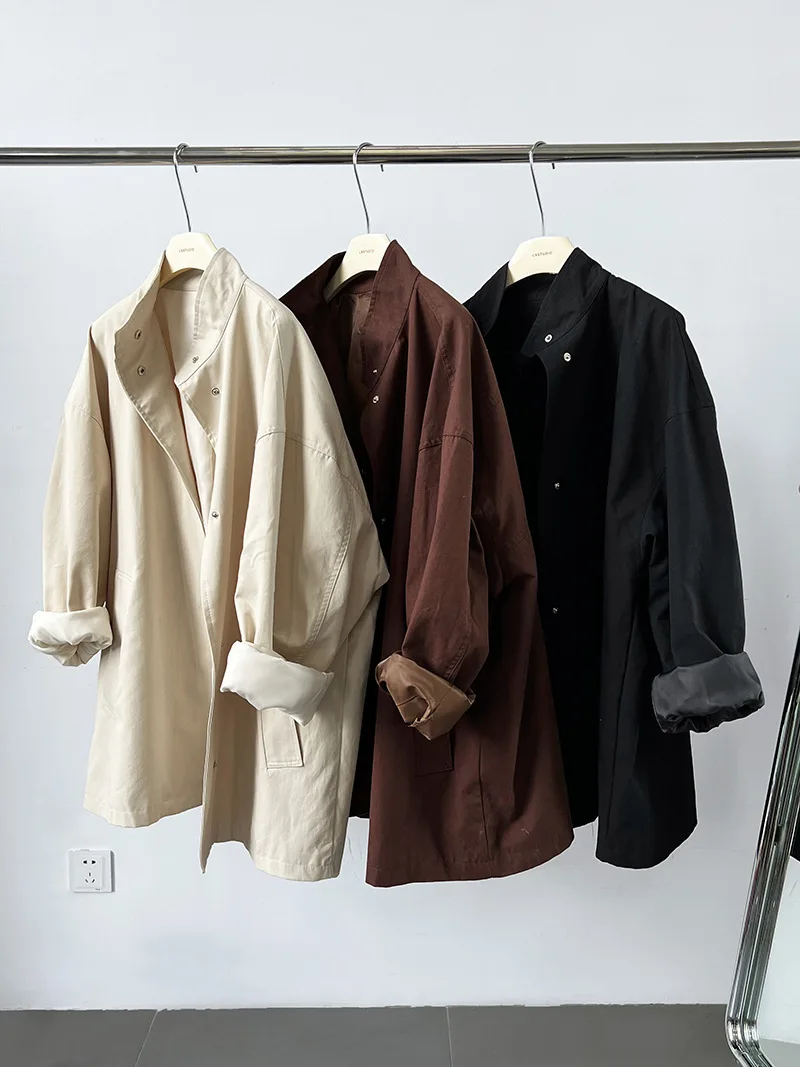 LANMREM Temperament Short Trench For Women Lapel Single Breasted Solid Color Pockets Design Coat 2026 Spring Autumn New 2Z2225