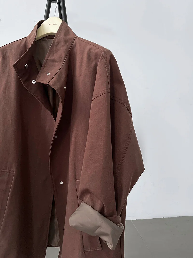 LANMREM Temperament Short Trench For Women Lapel Single Breasted Solid Color Pockets Design Coat 2026 Spring Autumn New 2Z2225