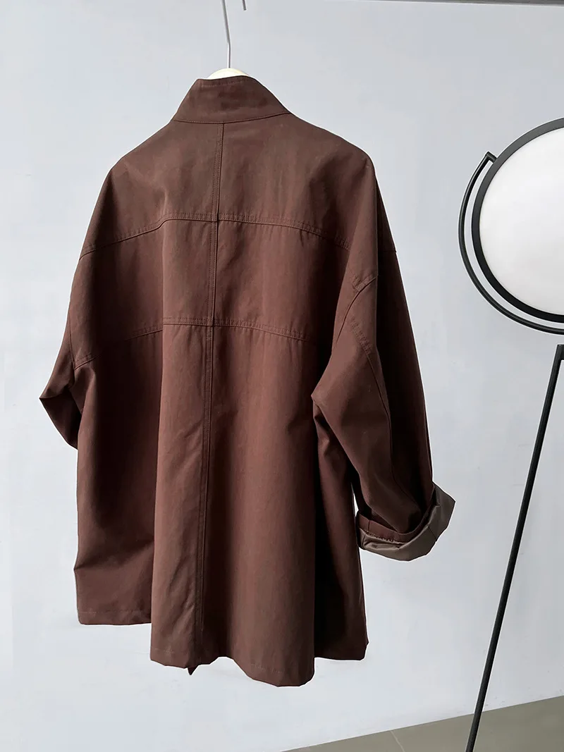 LANMREM Temperament Short Trench For Women Lapel Single Breasted Solid Color Pockets Design Coat 2026 Spring Autumn New 2Z2225