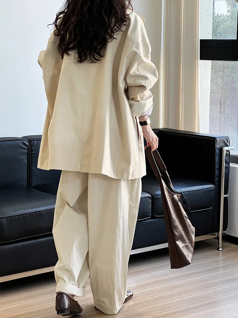 LANMREM Temperament Short Trench For Women Lapel Single Breasted Solid Color Pockets Design Coat 2026 Spring Autumn New 2Z2225
