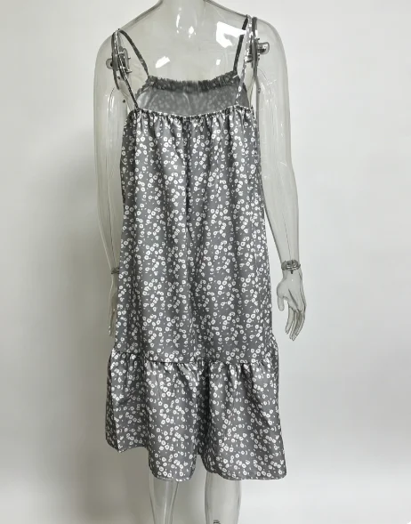 Summer 2026 New European And American Country Style Maxi Dress with Floral Print Sleeveless Strap Vest Dress for Women