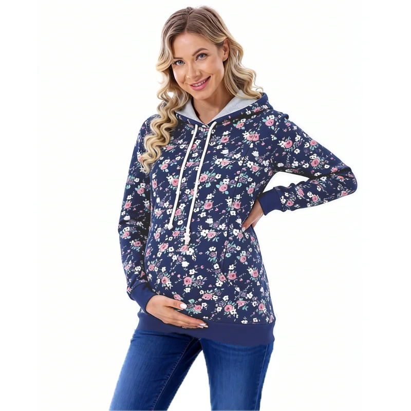 Autumn Winter Maternity Clothes Breastfeeding Tops Nursing Hoodies Thickened Warming Long Sleeve Pregnant Women Hoodie Sweater