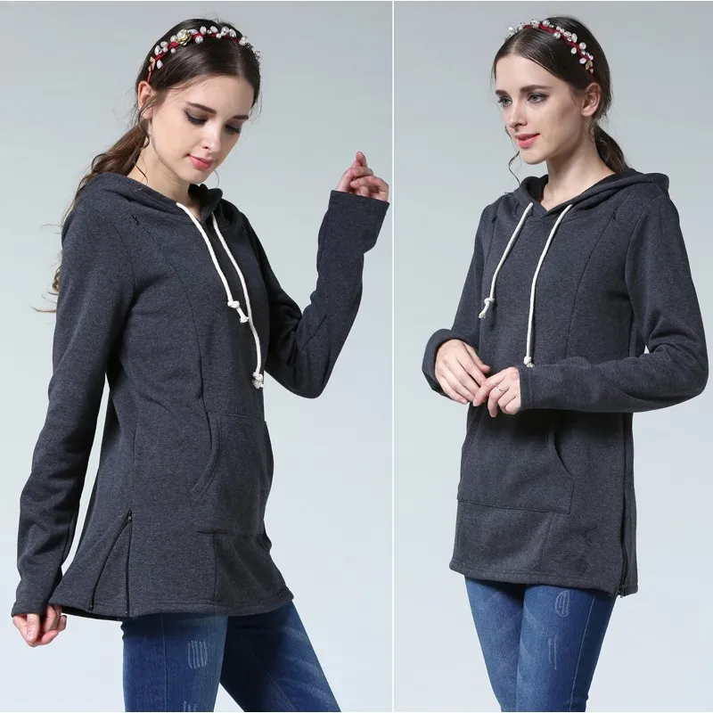 Autumn Winter Maternity Clothes Breastfeeding Tops Nursing Hoodies Thickened Warming Long Sleeve Pregnant Women Hoodie Sweater