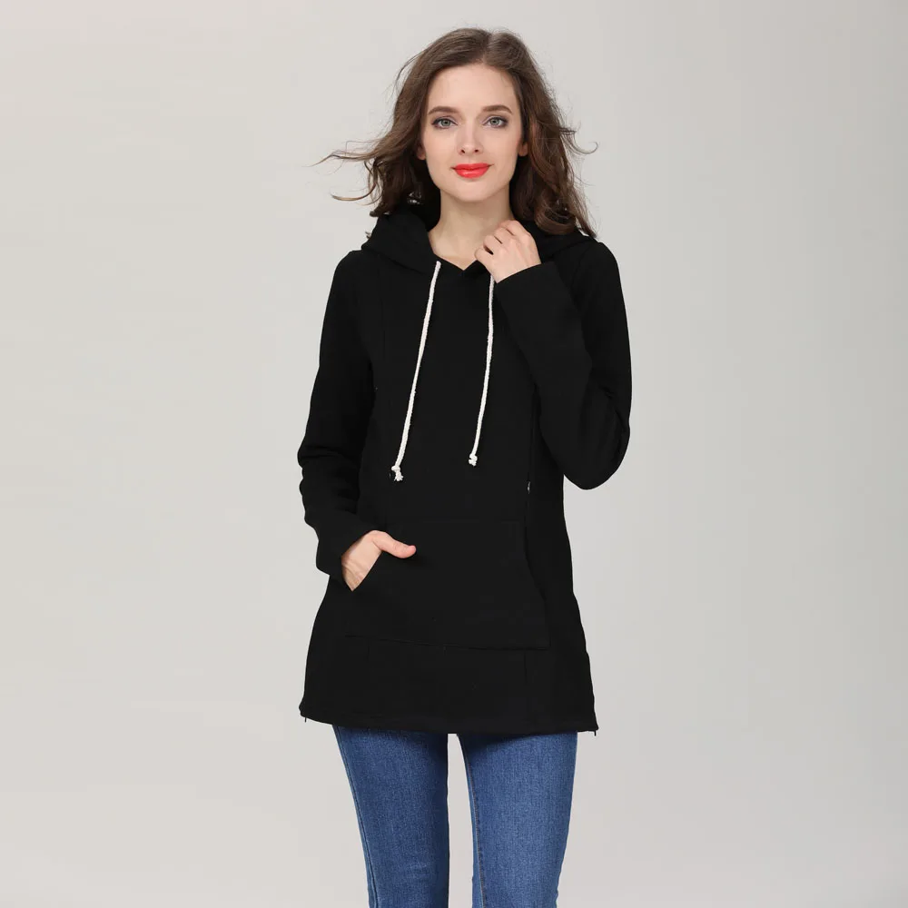 Autumn Winter Maternity Clothes Breastfeeding Tops Nursing Hoodies Thickened Warming Long Sleeve Pregnant Women Hoodie Sweater