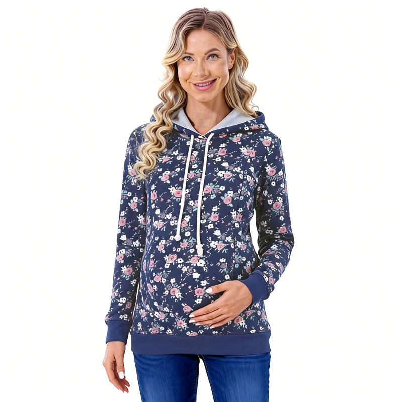 Autumn Winter Maternity Clothes Breastfeeding Tops Nursing Hoodies Thickened Warming Long Sleeve Pregnant Women Hoodie Sweater