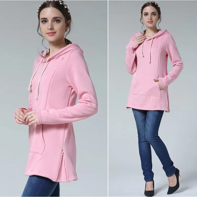 Autumn Winter Maternity Clothes Breastfeeding Tops Nursing Hoodies Thickened Warming Long Sleeve Pregnant Women Hoodie Sweater