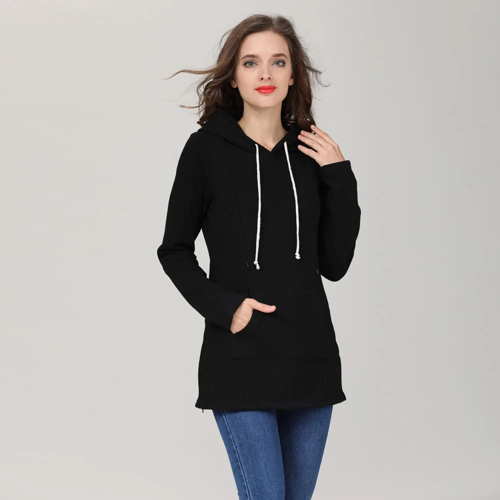Autumn Winter Maternity Clothes Breastfeeding Tops Nursing Hoodies Thickened Warming Long Sleeve Pregnant Women Hoodie Sweater