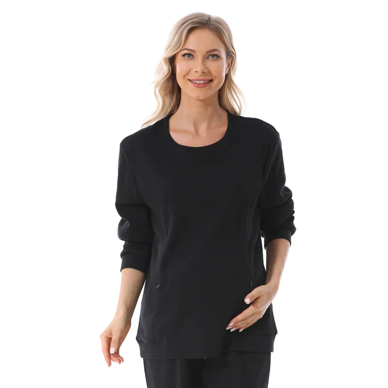 Plus Size Pregnant Women Sweatshirt Long Sleeve Spring Autumn Breastfeeding Clothes Blouse Maternity Clothes Pullover Hoodies