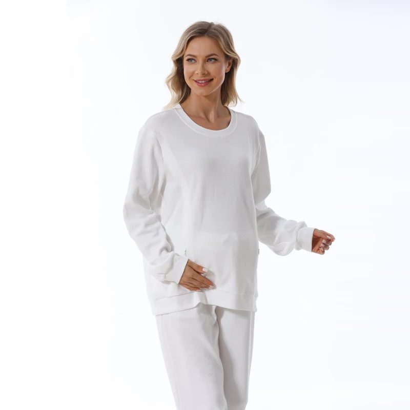 Plus Size Pregnant Women Sweatshirt Long Sleeve Spring Autumn Breastfeeding Clothes Blouse Maternity Clothes Pullover Hoodies