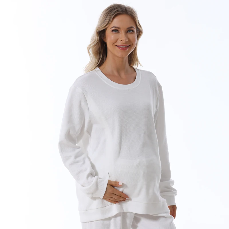 Plus Size Pregnant Women Sweatshirt Long Sleeve Spring Autumn Breastfeeding Clothes Blouse Maternity Clothes Pullover Hoodies
