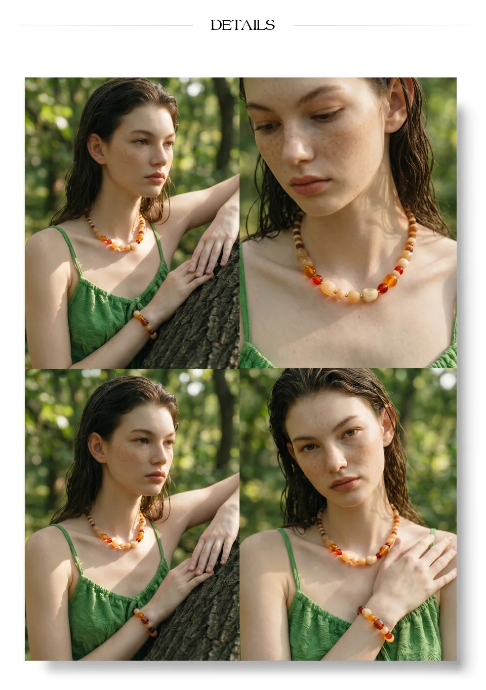 Yhpup Waterproof Acrylic Resin Beads Chain Handmade Necklace Bracelet Set Stainless Steel Distinctive Arrivals Jewelry
