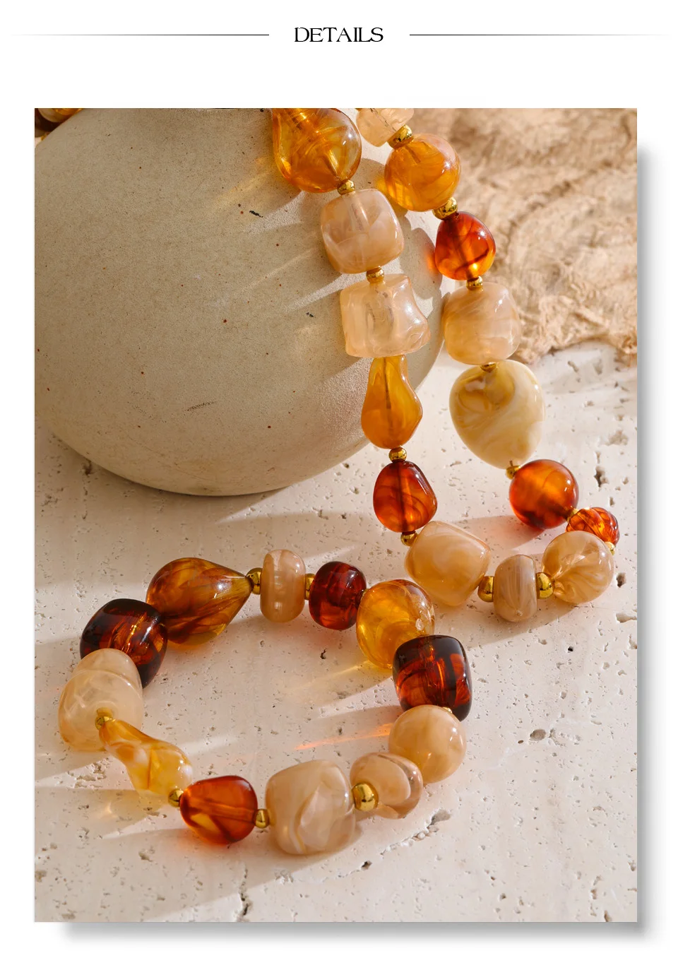 Yhpup Waterproof Acrylic Resin Beads Chain Handmade Necklace Bracelet Set Stainless Steel Distinctive Arrivals Jewelry