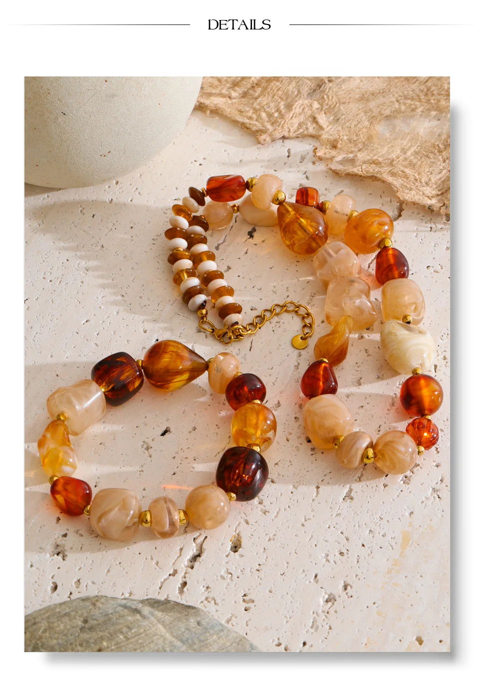 Yhpup Waterproof Acrylic Resin Beads Chain Handmade Necklace Bracelet Set Stainless Steel Distinctive Arrivals Jewelry