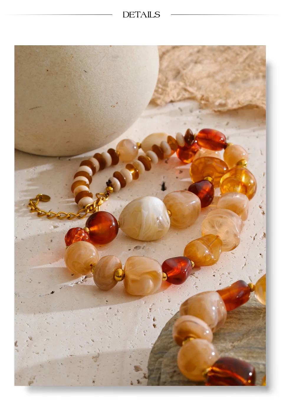 Yhpup Waterproof Acrylic Resin Beads Chain Handmade Necklace Bracelet Set Stainless Steel Distinctive Arrivals Jewelry