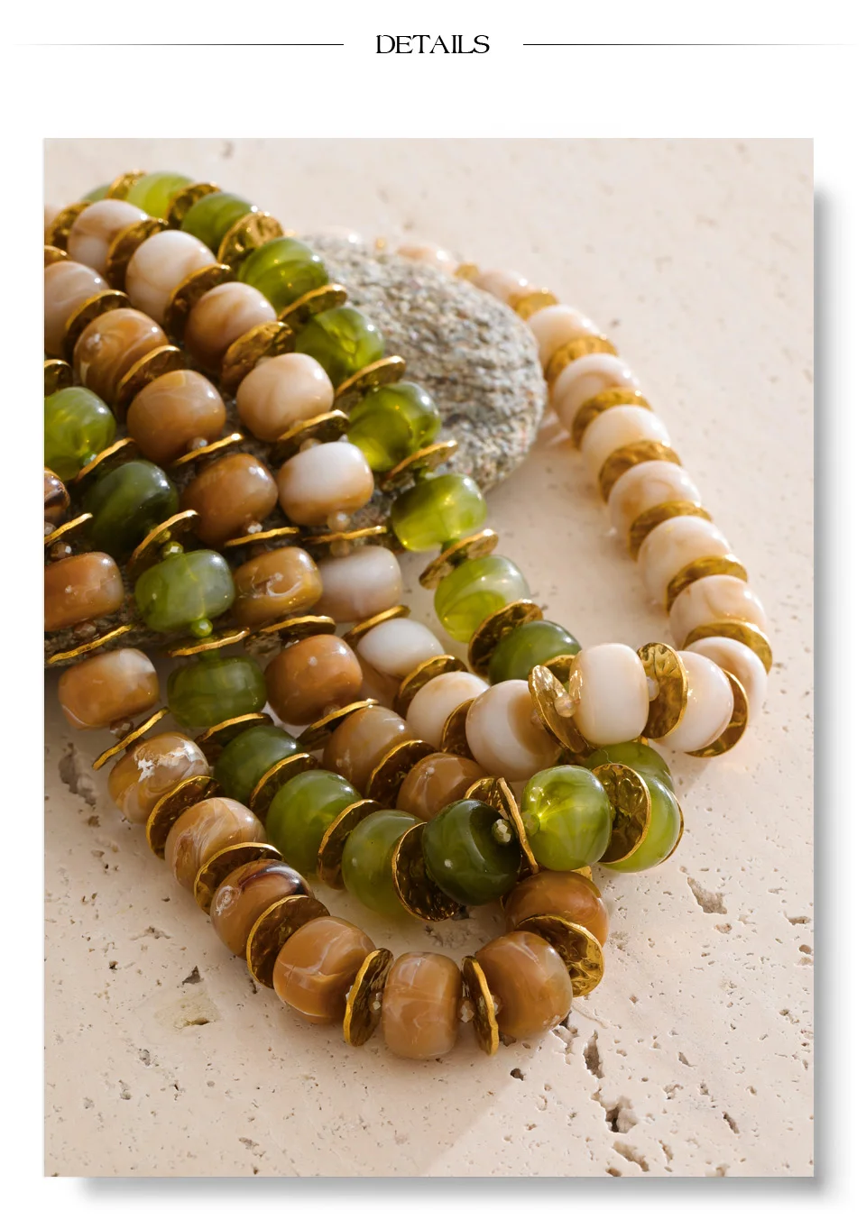 Yhpup Exclusive Resin Beads & Spacer Chain Handmade Statement Necklace 2025 Stainless Steel Waterproof Fashion Jewelry Gift