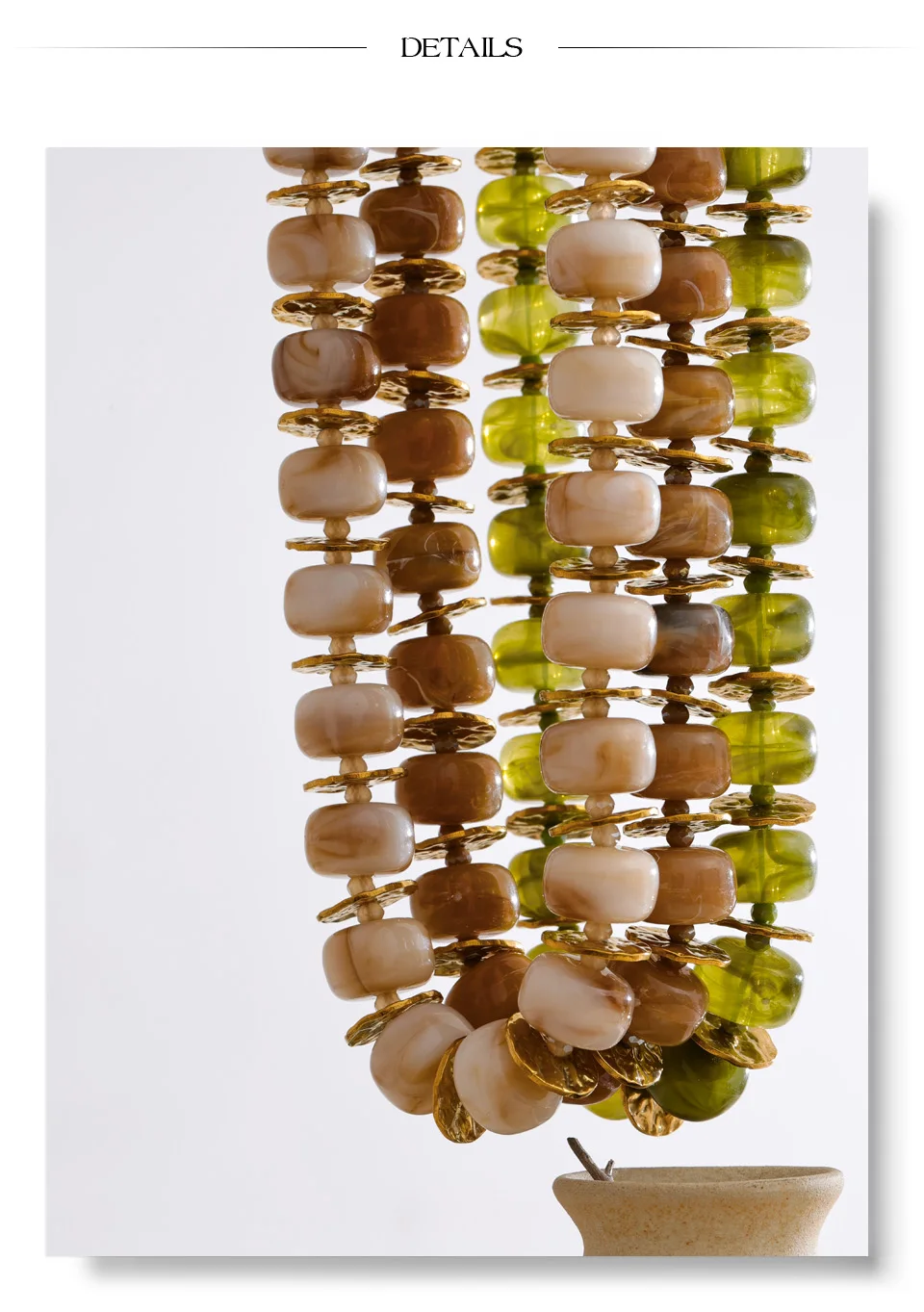 Yhpup Exclusive Resin Beads & Spacer Chain Handmade Statement Necklace 2025 Stainless Steel Waterproof Fashion Jewelry Gift