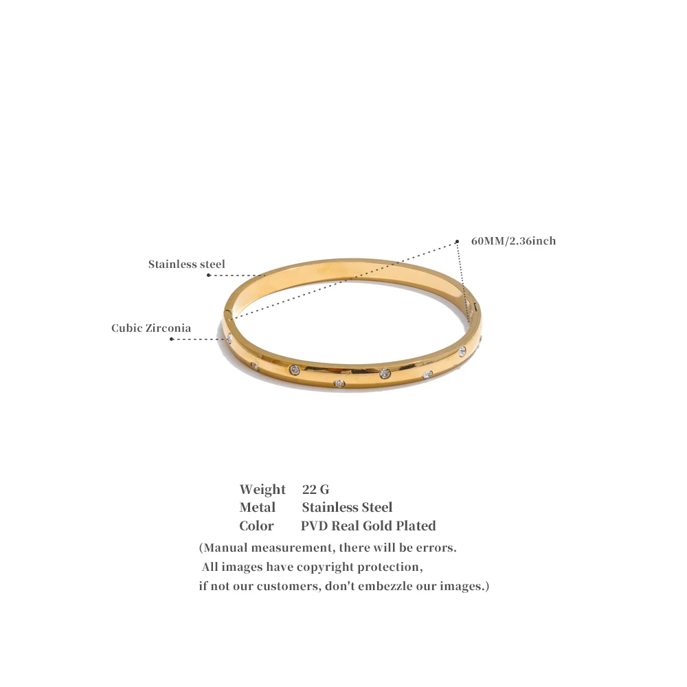 Yhpup Stainless Steel Cubic Zirconia Fashion Bracelet Bangle Gold Silver Color Waterproof High Quality PVD Jewelry for Women