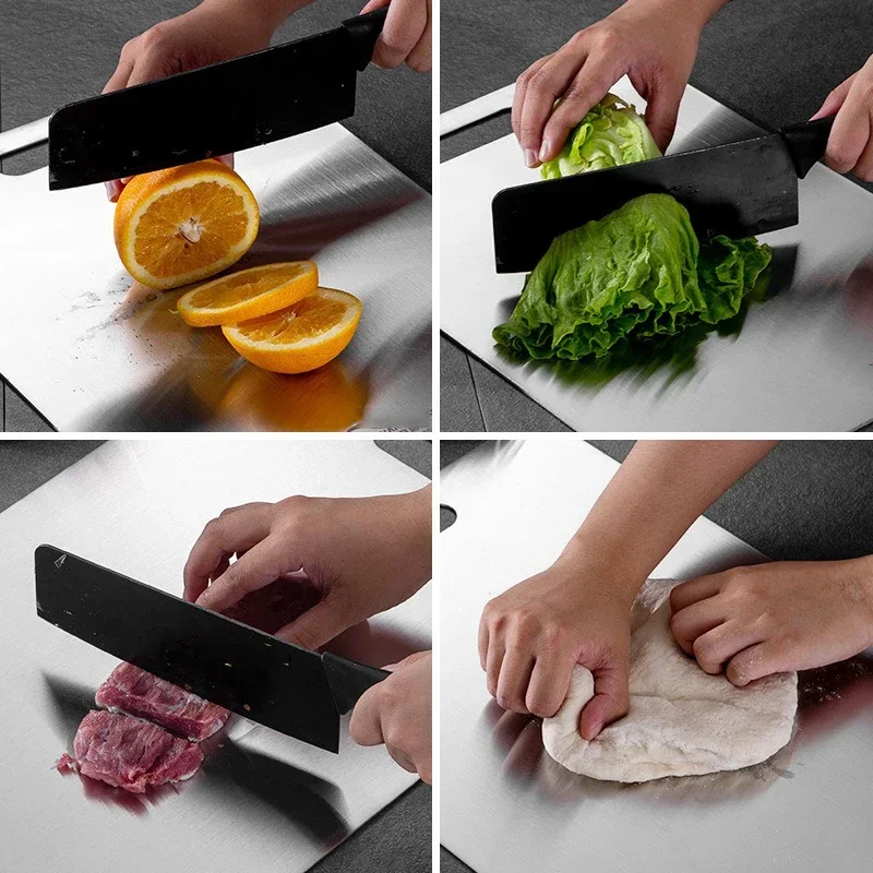 JUSTINLAU Stainless Steel Thickened Cutting Board Antibacterial Mildew-proof Kneading Dough Board Fruit Vegetable Cutting Board
