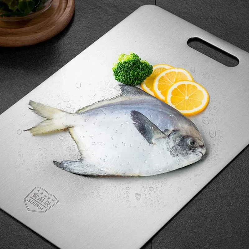 JUSTINLAU Stainless Steel Thickened Cutting Board Antibacterial Mildew-proof Kneading Dough Board Fruit Vegetable Cutting Board