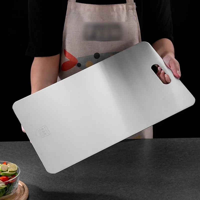 JUSTINLAU Stainless Steel Thickened Cutting Board Antibacterial Mildew-proof Kneading Dough Board Fruit Vegetable Cutting Board