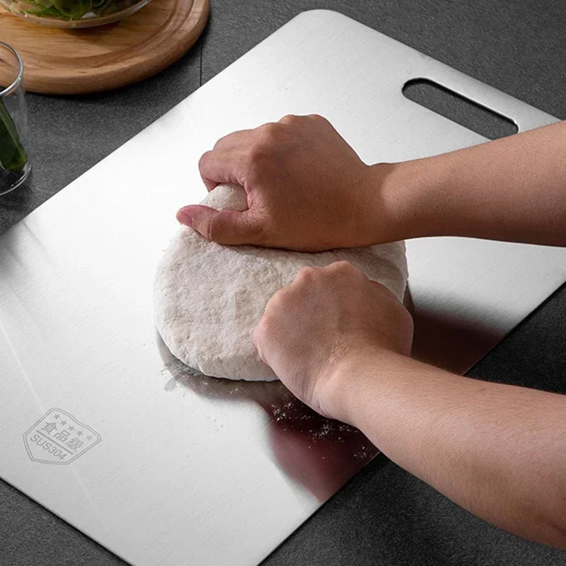 JUSTINLAU Stainless Steel Thickened Cutting Board Antibacterial Mildew-proof Kneading Dough Board Fruit Vegetable Cutting Board