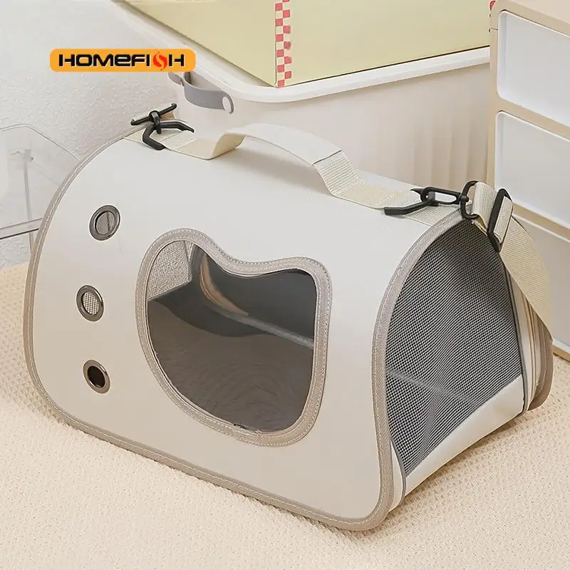 HOMEFISH Portable Pet Carrier Bag for Small Dogs Cats Outdoor Foldable Cat Bag Breathable Cat Shoulder Bag Kitten Carrying Bag
