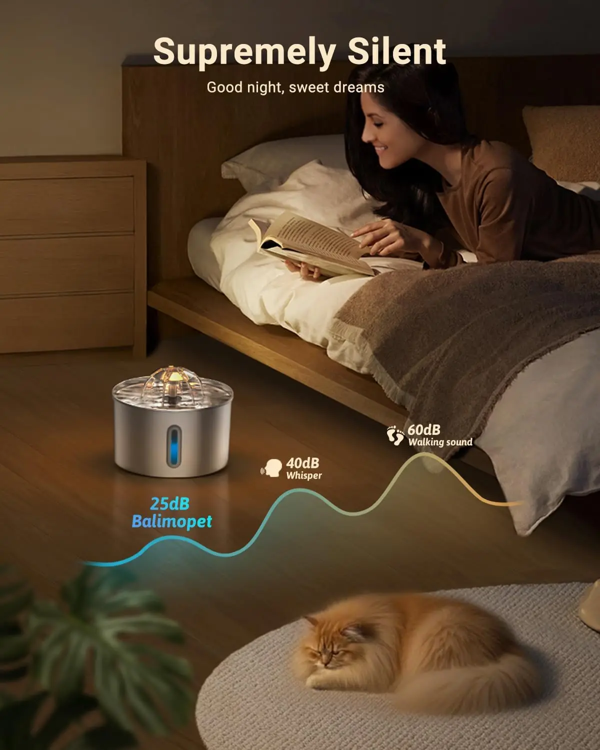 2.2L Stainless Steel Pet Water Dispenser with Dual Outlet Mode and Flower Outlet Design Makes Pets Enjoy Drinking Water More