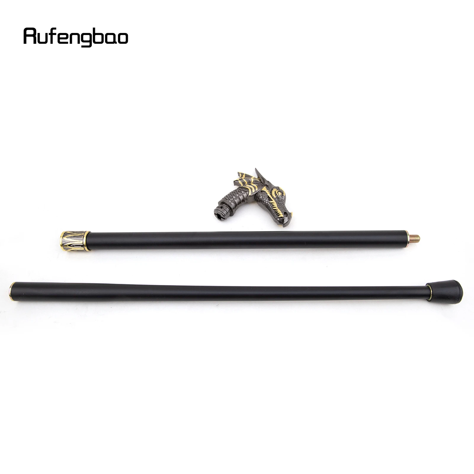 Black Golden Dragon Head Fashion Walking Stick Decorative Stick Cospaly Vintage Party Fashionable Walking Cane Crosier 93cm