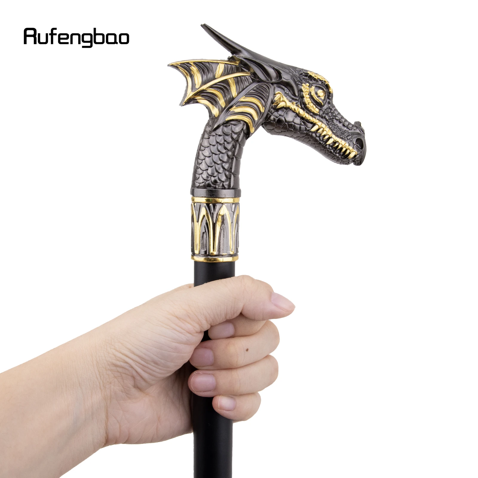 Black Golden Dragon Head Fashion Walking Stick Decorative Stick Cospaly Vintage Party Fashionable Walking Cane Crosier 93cm