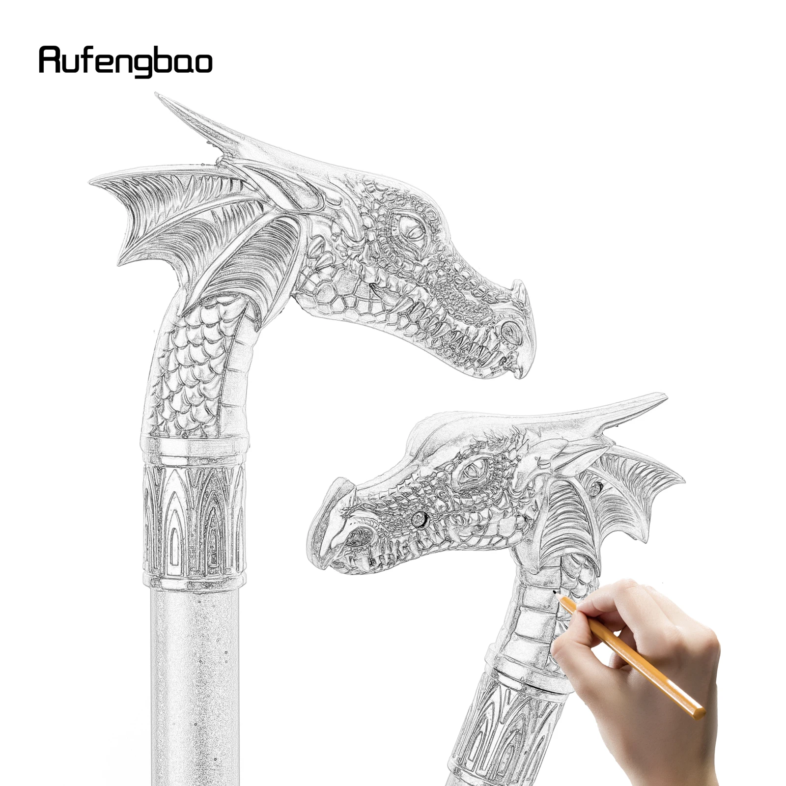 Black Golden Dragon Head Fashion Walking Stick Decorative Stick Cospaly Vintage Party Fashionable Walking Cane Crosier 93cm