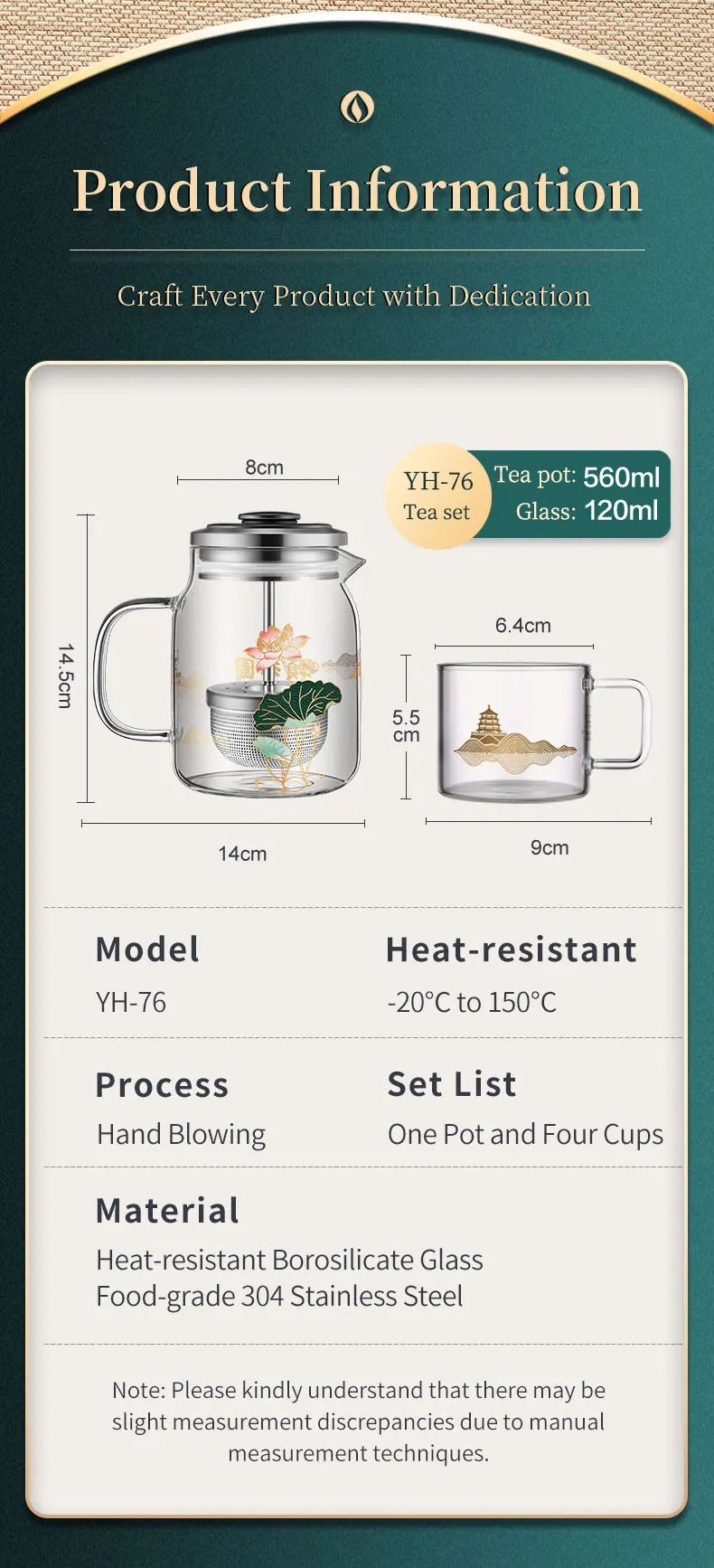 KAMJOVE Heat-Resistant Glass Tea Kettle with Infuser,Tea Pot with Separation Kettle Press Pu 'er Pot,304 Stainless Steel Filter