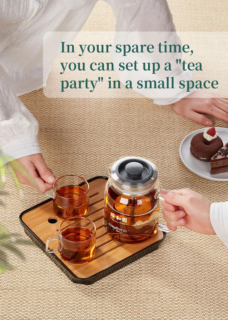 KAMJOVE Heat-Resistant Glass Tea Kettle with Infuser,Tea Pot with Separation Kettle Press Pu 'er Pot,304 Stainless Steel Filter