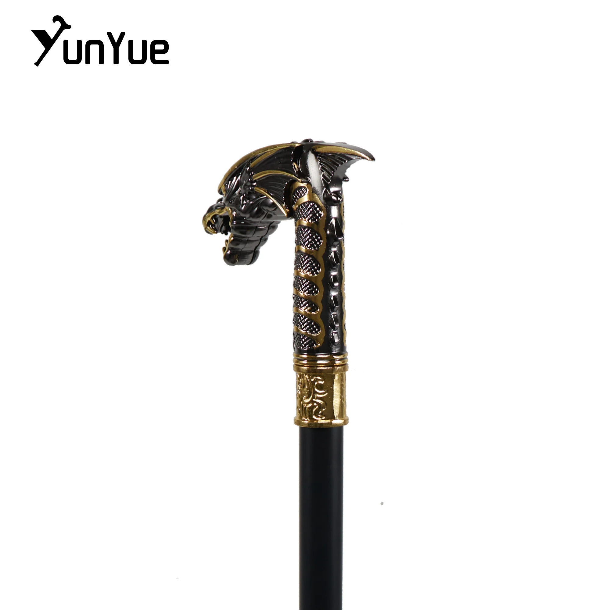 Vintage Black Gold Dragon Walking Cane Gentleman Collections Elegant Walking Stick Cosplay Photography Film Props Crutch 93CM