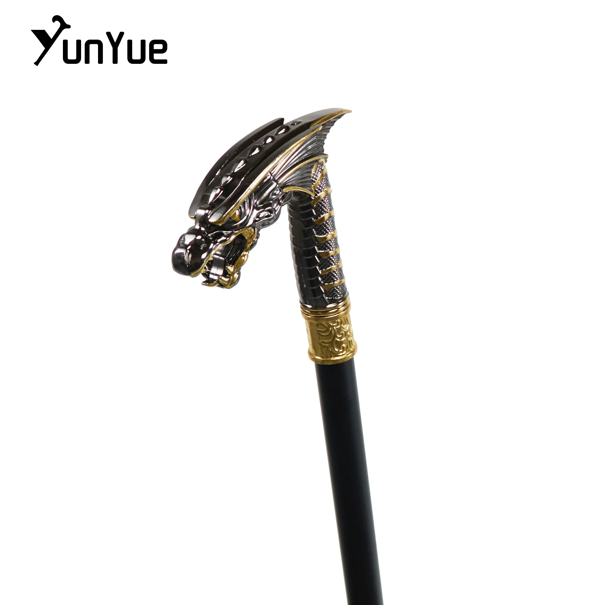 Vintage Black Gold Dragon Walking Cane Gentleman Collections Elegant Walking Stick Cosplay Photography Film Props Crutch 93CM