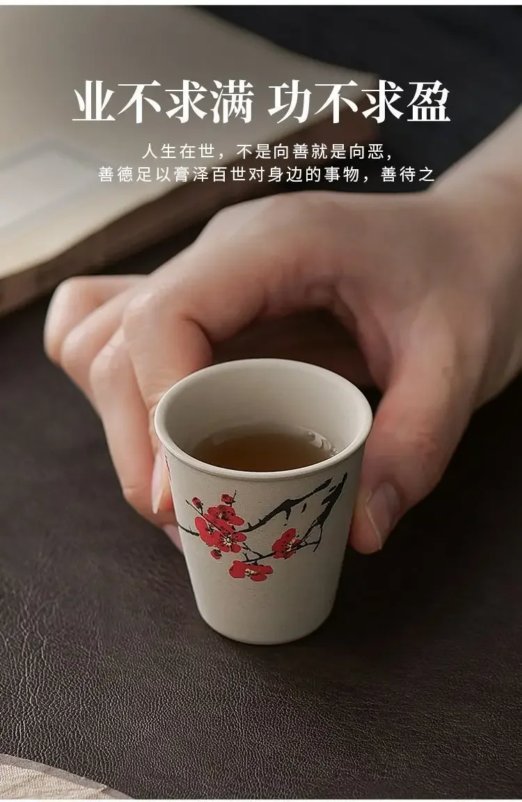 INS New Coarse Ceramic Teacup Chinese High Price Teacup Exquisite Ancient Teacup Personalized Eight Gift Box Set